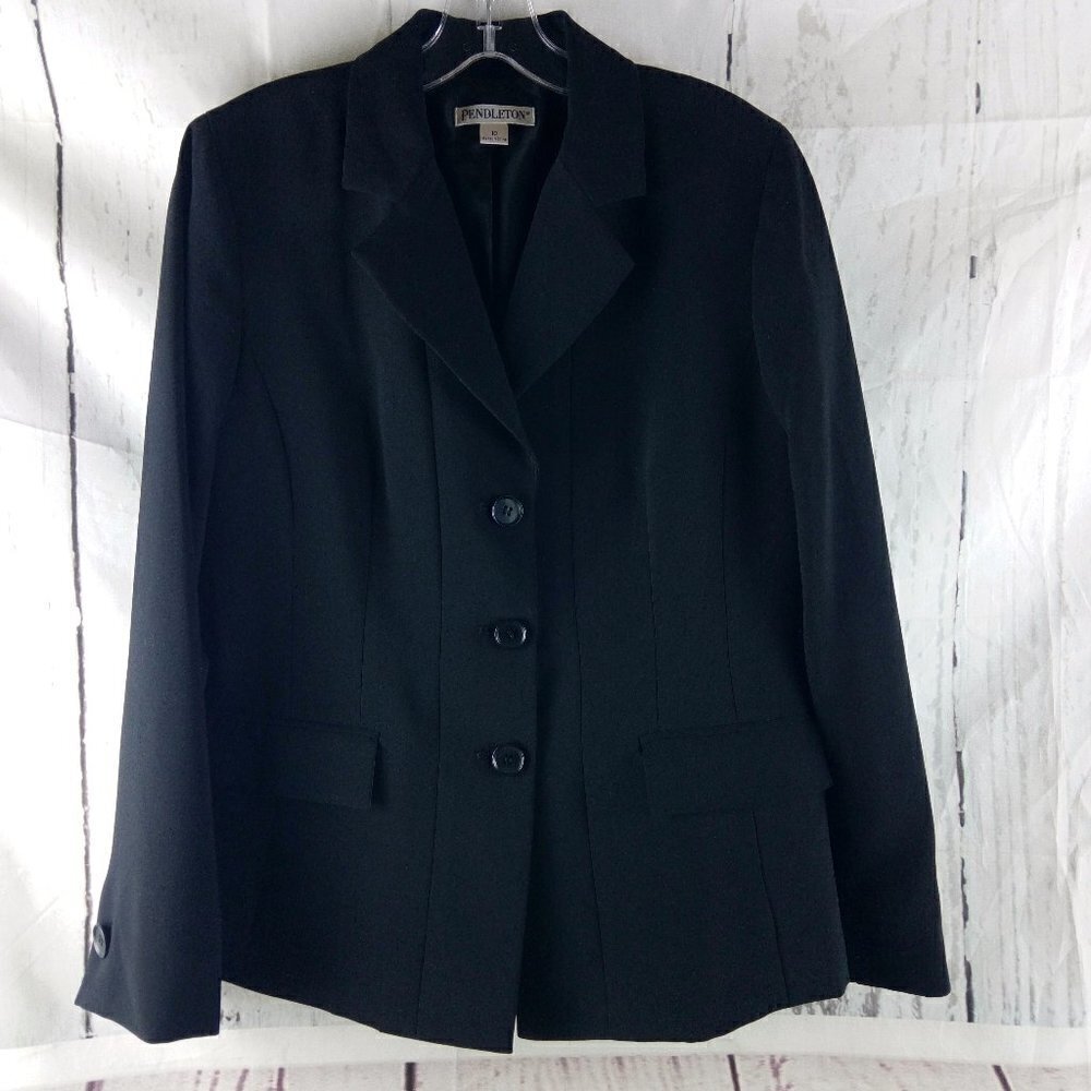 Pendleton Womens Size 10 Black 3 Button Suit Blazer Jacket